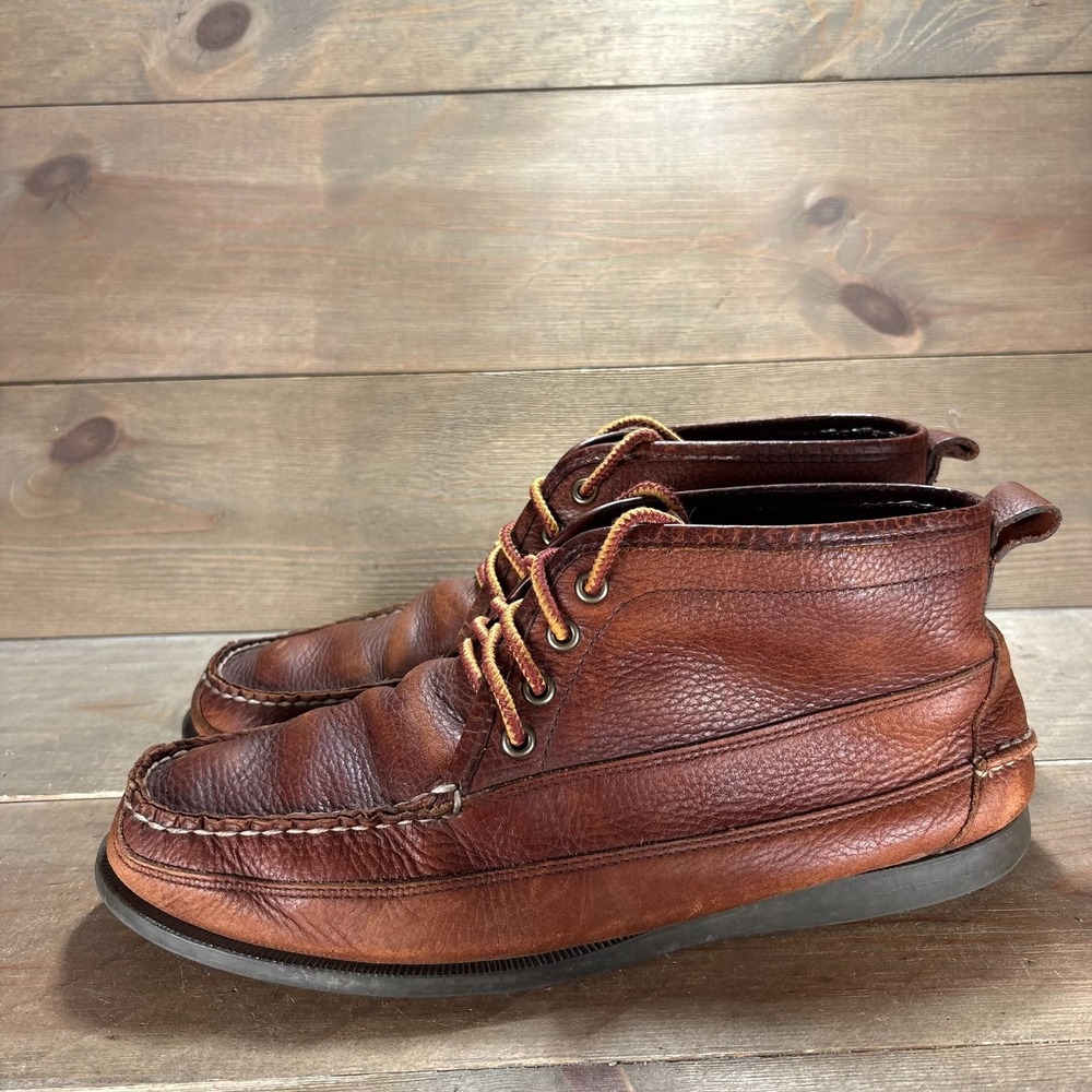 ll bean jackman Mens size 10 shoes Brown Leather Moc Toe Lace Up Chukka boots